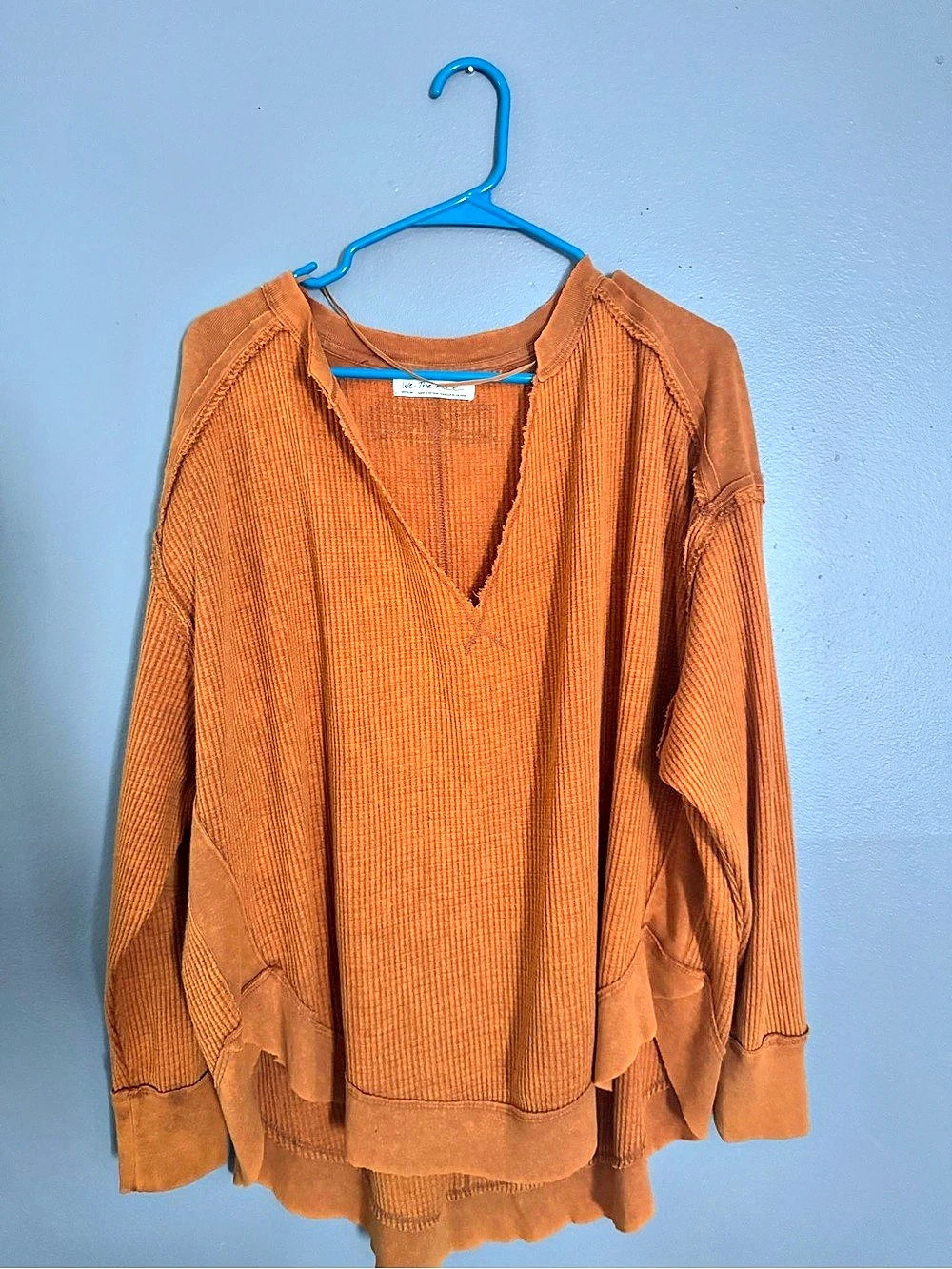 Free People Owen Thermal Top Brown Long Sleeve